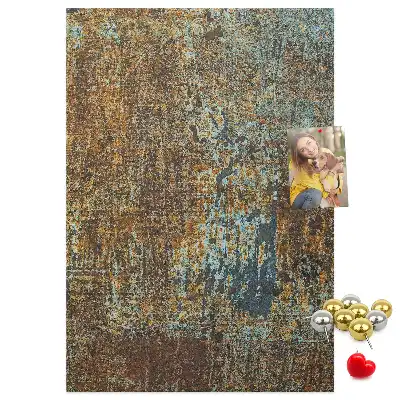 Wall cork memo board with rusty metal frame