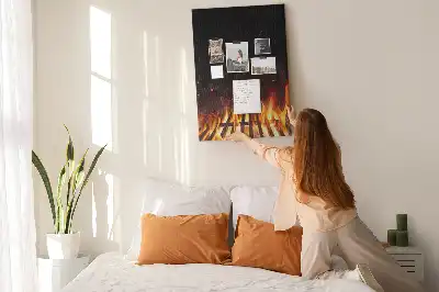 Wall cork memo board Grill flames