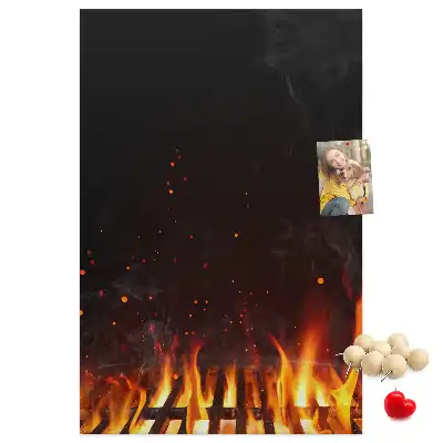 Grill flames wall cork memo board