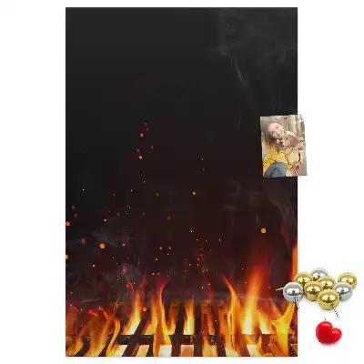 Grill flames wall cork memo board