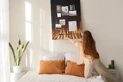 Grill flames wall cork memo board