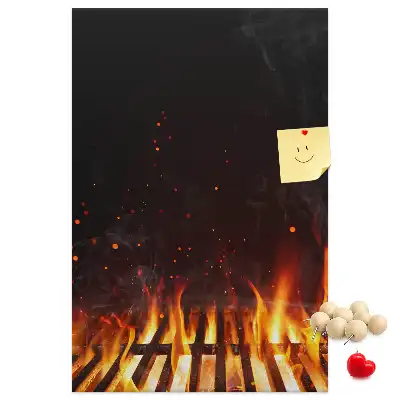 Grill flames wall cork memo board