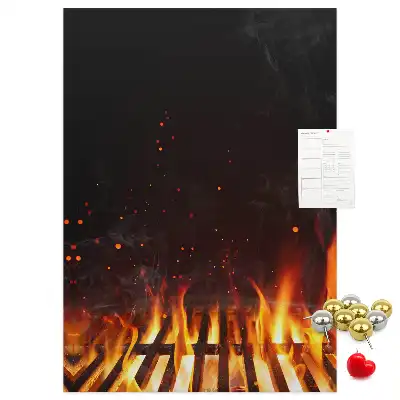 Grill flames wall cork memo board