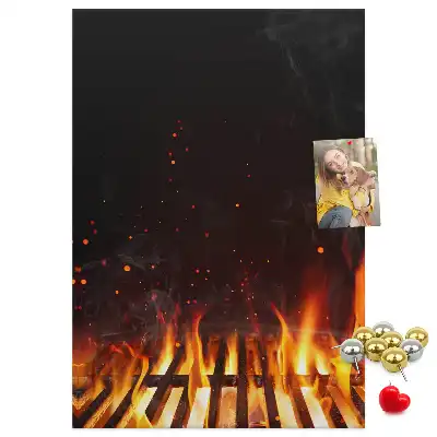 Grill flames wall cork memo board