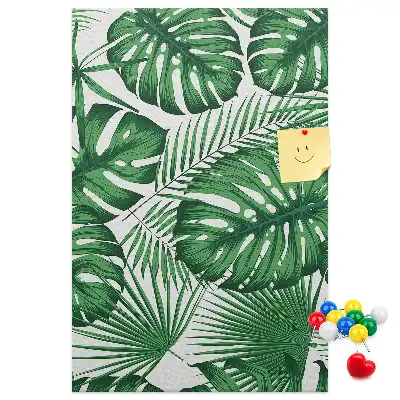 Cork Note Board Green monstera leaves