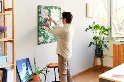 Green Monstera Leaf Cork Bulletin Board