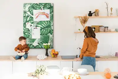 Green Monstera Leaf Cork Bulletin Board