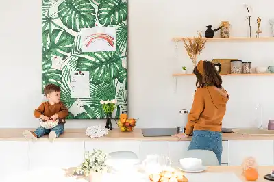 Green Monstera Leaf Cork Bulletin Board