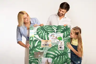 Green Monstera Leaf Cork Bulletin Board