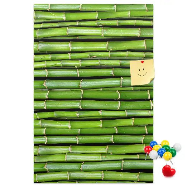 Bamboo and cork wall-mounted pin board