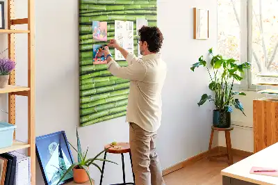 Bamboo and cork wall-mounted pin board