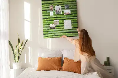 Bamboo and cork wall-mounted pin board