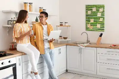 Bamboo and cork wall-mounted pin board