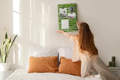Bamboo and cork wall-mounted pin board