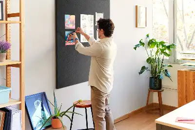 Wall cork memo board with smooth canvas