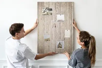 Cork pin board with wooden parquet design