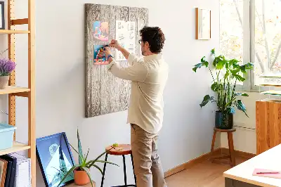 Cork pin board with wooden parquet design