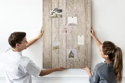 Cork pin board with wooden parquet design