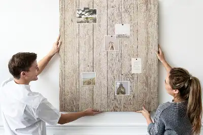 Cork pin board with wooden parquet design
