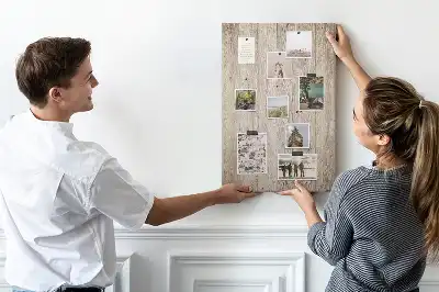 Cork pin board with wooden parquet design