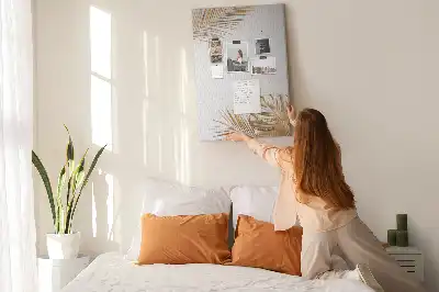 Wall Cork Memo Board with Gold Leaves Design