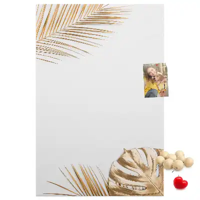 Wall Cork Memo Board with Gold Leaves Design