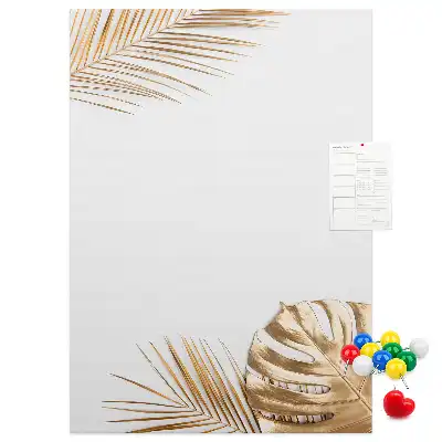 Wall Cork Memo Board with Gold Leaves Design