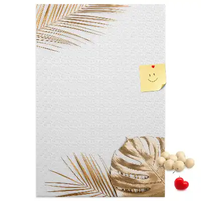 Wall Cork Memo Board with Gold Leaves Design