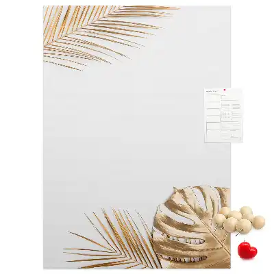 Wall Cork Memo Board with Gold Leaves Design