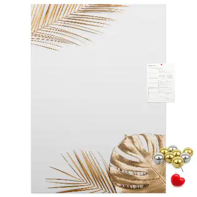 Wall Cork Memo Board with Gold Leaves Design