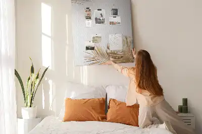 Wall Cork Memo Board with Gold Leaves Design