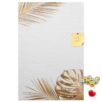 Wall Cork Memo Board with Gold Leaves Design