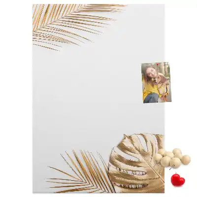 Wall Cork Memo Board with Gold Leaves Design