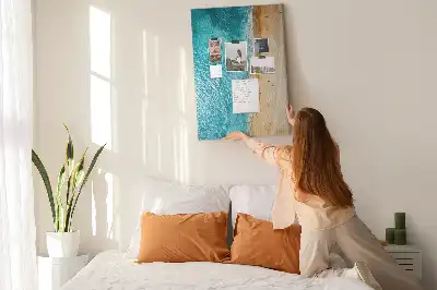 Cork pin board Seaside beach