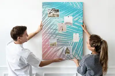 Palm leaf patterned cork pin board