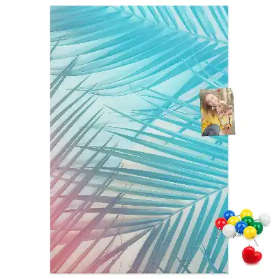 Palm leaf patterned cork pin board