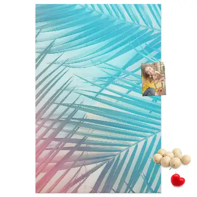 Palm leaf patterned cork pin board