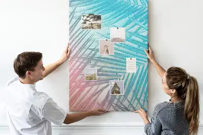 Palm leaf patterned cork pin board