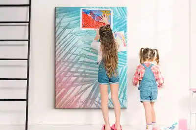 Palm leaf patterned cork pin board