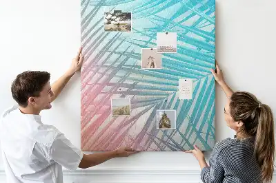 Palm leaf patterned cork pin board