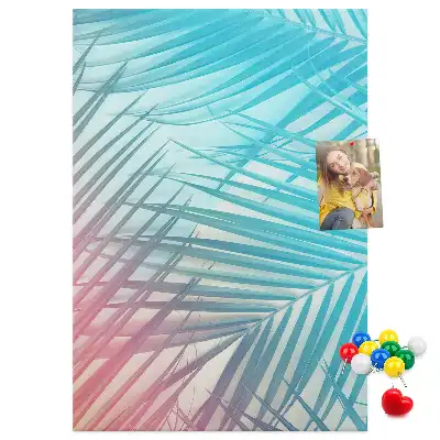 Palm leaf patterned cork pin board