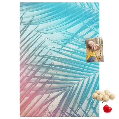 Palm leaf patterned cork pin board