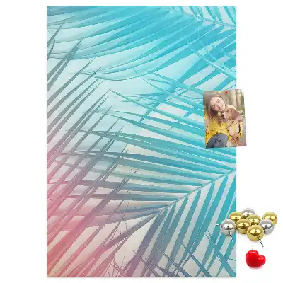 Palm leaf patterned cork pin board