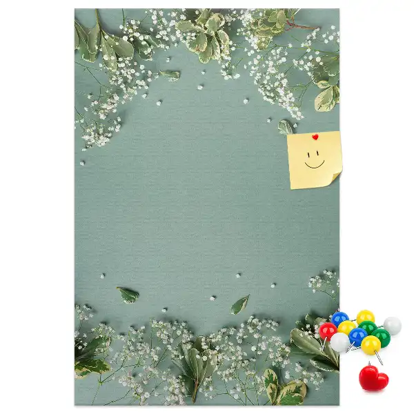 Wall cork memo board with gypsophila bouquet design