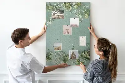 Wall cork memo board with gypsophila bouquet design