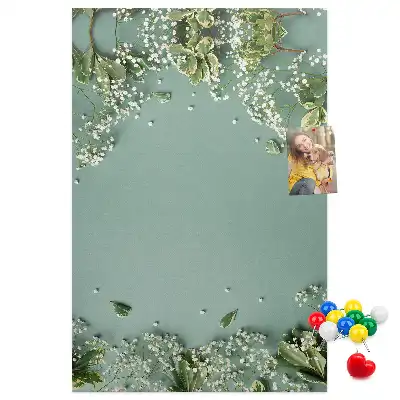 Wall cork memo board with gypsophila bouquet design