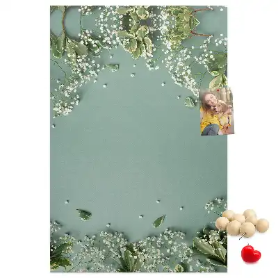 Wall cork memo board with gypsophila bouquet design