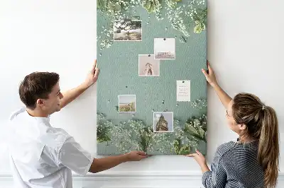 Wall cork memo board with gypsophila bouquet design