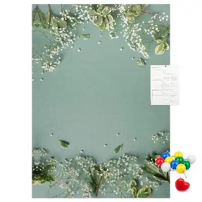 Wall cork memo board with gypsophila bouquet design