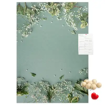 Wall cork memo board with gypsophila bouquet design